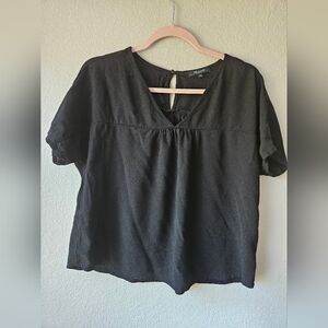 Madewell Black V-Neck Top - Size: XS
